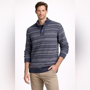 Mutual weave Men's Navy Patterned Crewneck Sweater